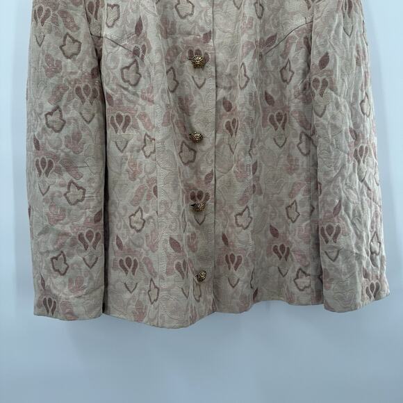 Vintage Givenchy En Plus Jacket Womens 18W Floral Jacquard Gold Button Linen - Picture 3 of 12